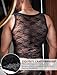 SEAUR Men's Lace Tank Top Sleeveless Sexy Sheer T Shirt Crew Neck Vest Floral See Through Nightclub Party Undershirt Black