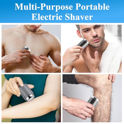 Image of New Unisex Mini Portable Electric Shaver, Portable Mini Electric Shaver, USB C Rechargeable Waterproof Electric Razor Trimmer for Car, Office, Business Trip (Silver)