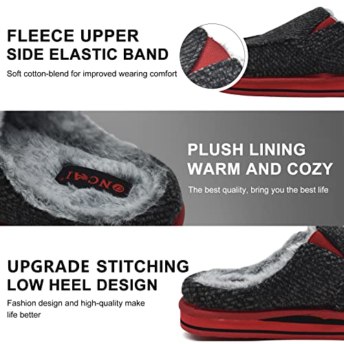 Image of ONCAI Mens Clog Slippers with Arch Support Stripe Faux Fur Cotton-Blend High-Density Memory Foam Warm House Slippers Slip-on Indoor Outdoor Rubber Sole Size 7-16