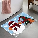 HAIWAOO Christmas Bathroom Rugs Soft Bath Rugs Non Slip Absorbent Cute Bath Mats for Tub, Shower, Ba