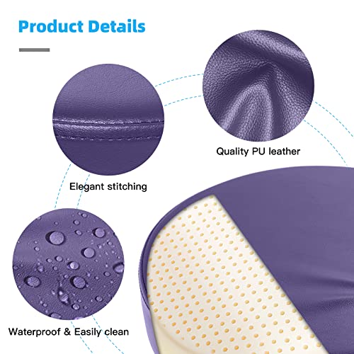Image of Rolling Stool with Wheels 400lbs Weight Capacity,Heavy Duty Lash Chair Adjustable for Tatoo Lab Massage Salon Spa Drafting Nail Teach,360 Swivel,Leather,Thick Seat Padding (Purple)