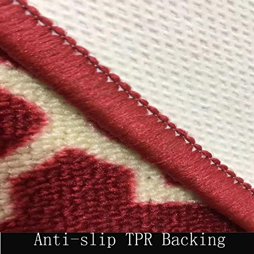 Magstonee 2 Pieces Kitchen Rug Tpr Backing Mat For Doorway Bathroom Runner Rug Set (15"X23"+15"X47", Red) #TOP2