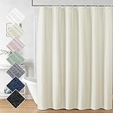 Aiyufeng Moga Cream Shower Curtain, Embossed Textured Fabric Shower Curtain for Bathroom Window - Soft Cloth & Hotel Spa Luxury, Water Repellent, Machine Washable, 72X72, Cream