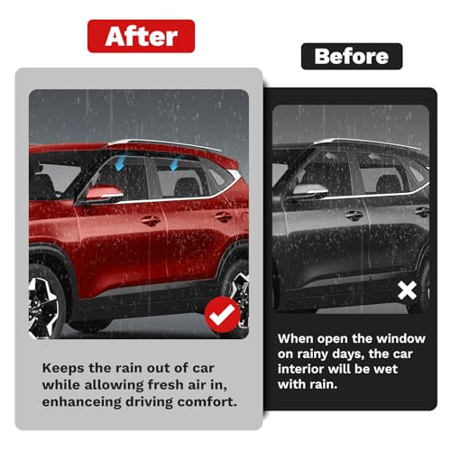 Image of Canvcle Seltos Rain Guards - Window Visors for Kia Seltos 2021-2025, Outside-Mount Tape-On Side Window Wind Deflectors for Seltos Accessories, Vent Visors Shades Rainproof 4PCS