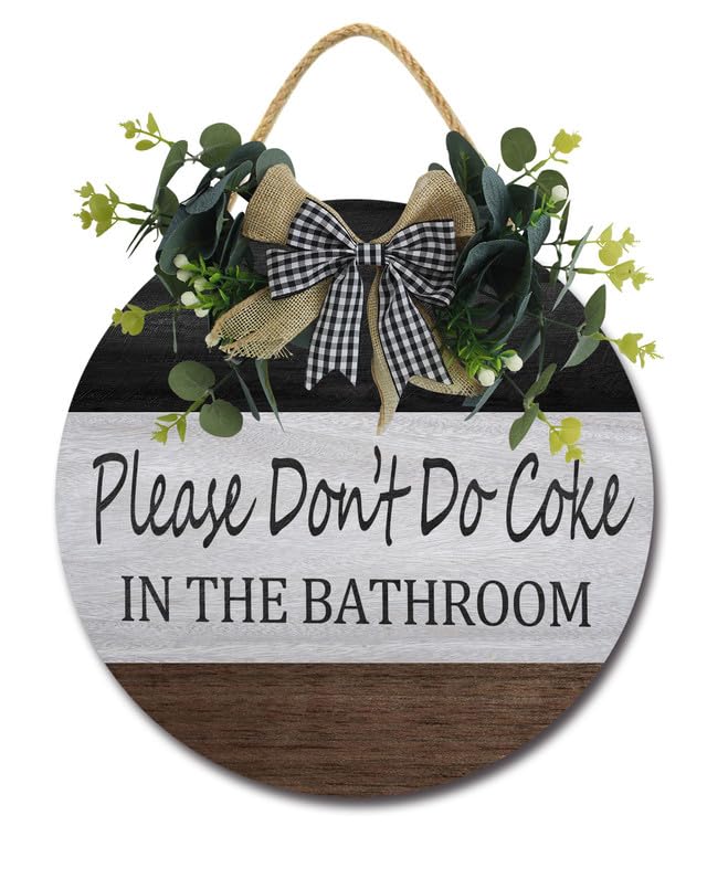 Horienteeon Please Dont Do Coke in the Bathroom Sign, Wall Signs Home Decor, Family Sign Home Decor Wall Wooden Wall Decor Bathroom Wooden Sign Decor 11"