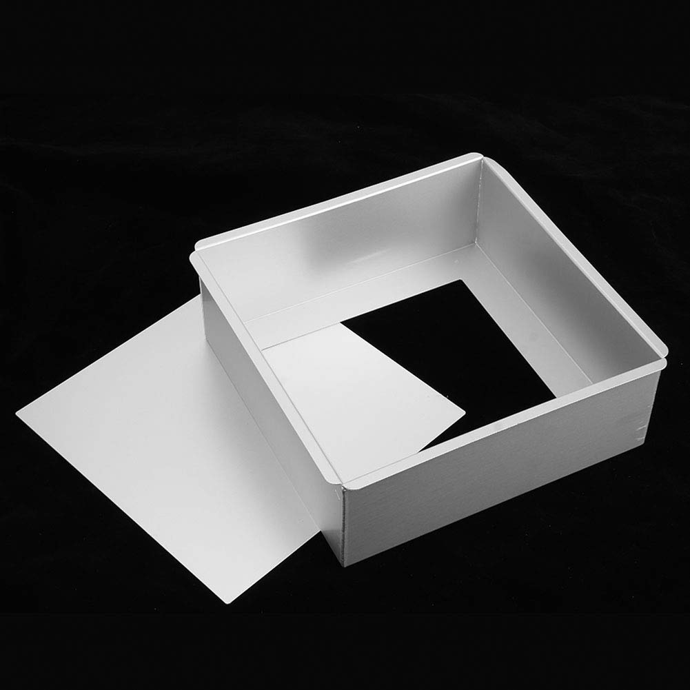 Molde cuadrado de aluminio anodizado para tartas, herramienta para hornear con parte inferior extraíble, duradero para alimentos, molde de pan de mousse de grado para tarta de