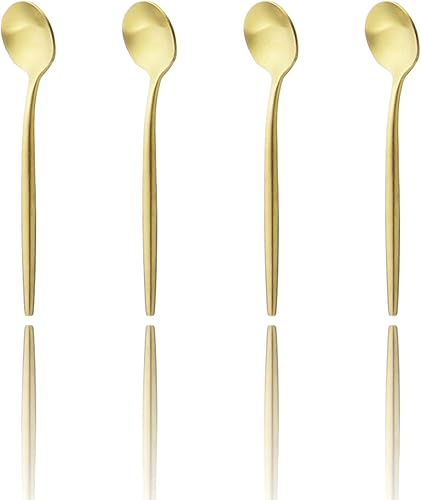 Juego de 4 cucharas de té de acero inoxidable de 4.92 pulgadas, cuchara pequeña para inauguración de la casa, fiesta de inauguración de la casa, té