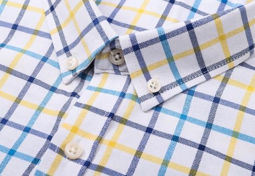 Image of SANGTREE Men & Boy Striped Multicolor Oxford Cotton Shirt,Comfortable Fit,Short Sleeve Collared Shirt