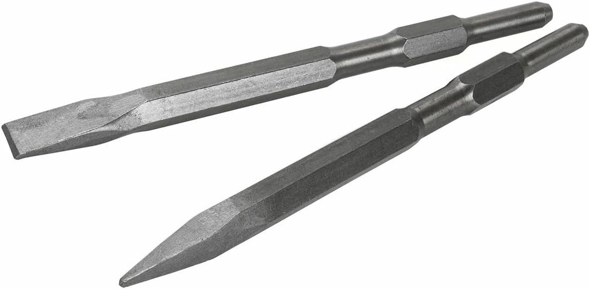 2PCS Replacement Point & Flat Chisel Bit Set Concrete for 5/8" Hex Jack Hammer