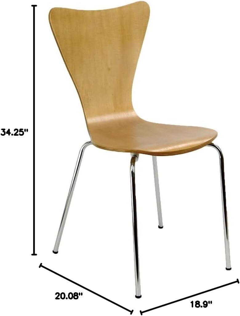 Legaré Furniture Modern Ergonomic Bent Plywood Chair for the Home, Office, or Work Space, Natural Beige