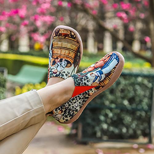 Uin Women's Loafers Fashion Canvas Comfort Wide Toe Casual Household Slip On Travel Shoes Art Du Vin (10) #TOP3