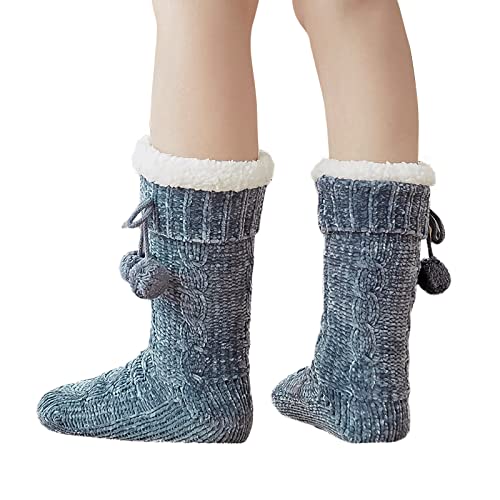 Women Warm Floor Socks Girl Knitted Calf Socks Thick Fleece Winter Indoor Sock Men Ankle Boot Xmas Non-Slip Home Slipper Sock3
