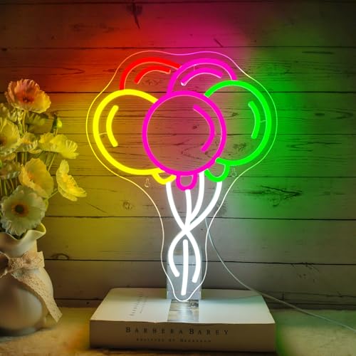 NOXET Insegna al neon a palloncino Insegna al neon a palloncino Insegna al neon USB Cinque palloncini Insegna al neon Palloncino Luci al neon per feste in discoteca Camera da letto Compleanni Bar