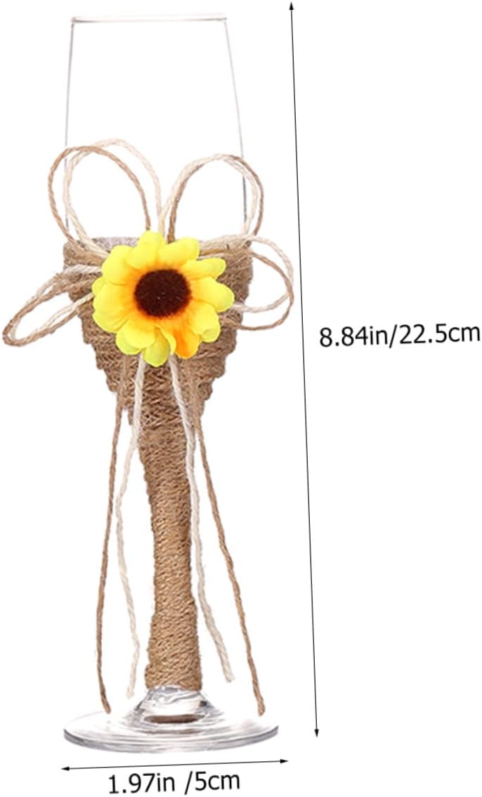 Creative Sunflower Whiskey Goblets Rustic Handmade Glass Goblets with Long Stem Elegant Wedding Party Supplies for Toasting Banquet Home and Outdoor Use