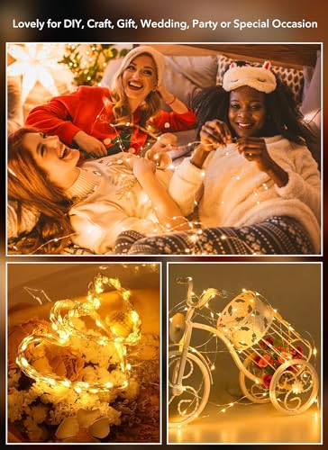 Image of Brightown 24 Pack Fairy Lights Battery Operated - 7Ft 20 Led Mini String Lights Silver Wire Waterproof Firefly Starry DIY Lights for Bedroom Patio Wedding Party Christmas Decor (Warm White)