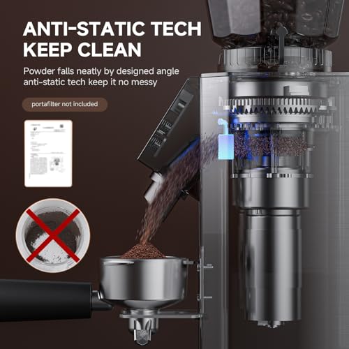 Image of AMZCHEF Conical Burr Coffee Grinder, 48 Grind Settings, Anti-Static Burr Mill with Precision Timer & LED Touchscreen, for Espresso, Drip, Pour Over, Cold Brew & French Press 2