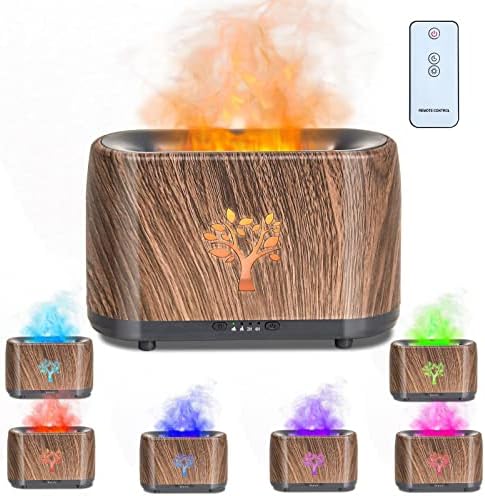Chanhyer 240ml Upgraded 7 Color Flame Air Aroma Diffuser Cool Mist Humidifier, Noiseless Essential Oil Diffuser for Home, Large Room, Office, Yoga with Auto-Off Protection, Adjustable Mist