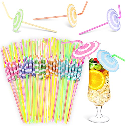 Chengu 100 pitillos con sombrilla para fiestas tropicales miniatura 1