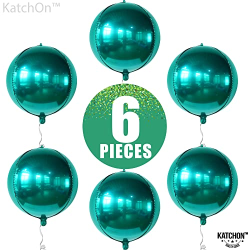 Image of KatchOn, Metallic Emerald Green Balloons - Big 22 Inch, Pack of 6 | Dark Green Mylar Balloons, Emerald Green Foil Balloons for Emerald Green Party Decorations