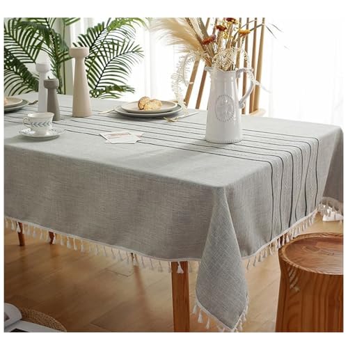 Nappe rectangle anti tache lavable 100x160cm Beydodo blanche à rayures - 3