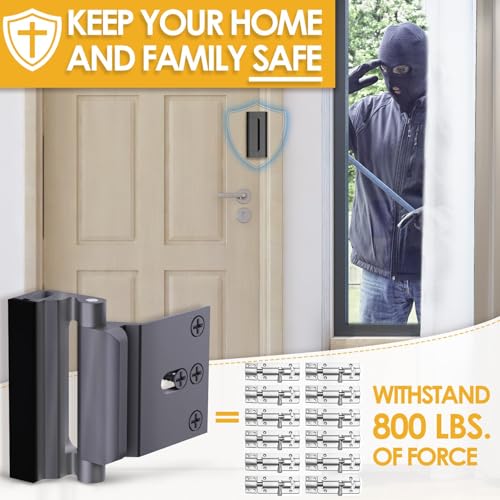 Image of Home Security Door Reinforcement Lock: Metal Door Locks for Front Door Locks for Kids Safety Withstand 800 lbs Child Proof Door Latch for Top Inside Deadbolt Lock Home Defender Guard Flip Extra Lock