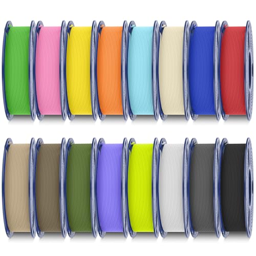 Image of SUNLU PLA Matte Filament 16 Color Bundle Multicolor, PLA 3D Printer Filament 1.75mm, Mini Spool, Matte Finish, Individually Vacuum Packed, 16 Pack.