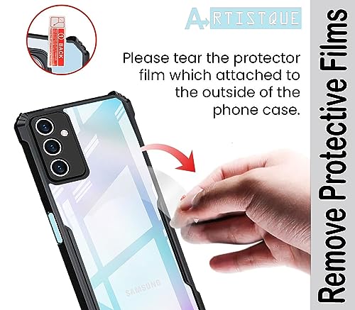 Image of A rtistque Clear Hard Transparent Acrylic Armor Anti-Drop Shockproof TPU Edge Back Cover Case for Samsung Galaxy M54 5G / Samsung Galaxy F54 5G - Black