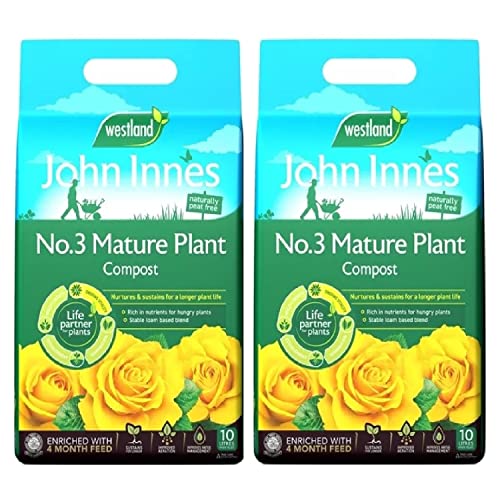 Image of Westland Peat Free Garden Compost - John Innes No3 Mature Plant Potting Seedling Compost 2 x 10L Bags with Topline Card for Outdoor & Indoor House Plants.