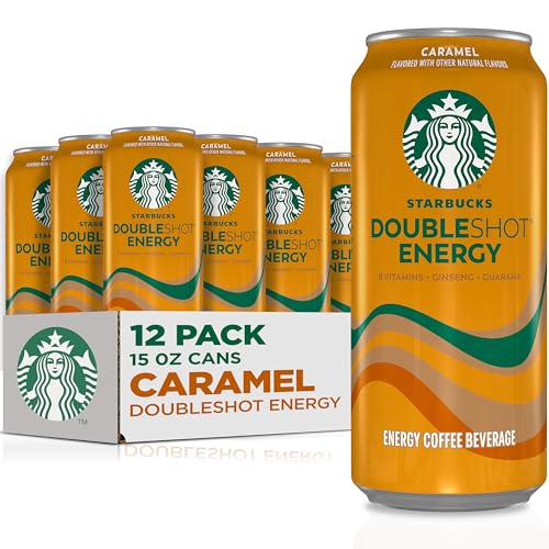 Starbucks Doubleshot Energy Drink Coffee Beverage, Caramel, Iced Coffee, 15 fl oz Cans (12 Pack)