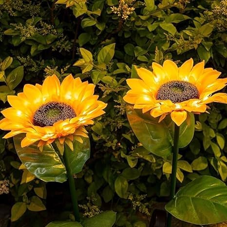 BUQARO Sunflower Solar Lights | LED Light | with Flash Mode | Starburst Swaying Solar Garden Light, Warm Garden Light | Outdoor Decoration | Waterproof | Path Lights for Pots, Balcon (Sunflower)