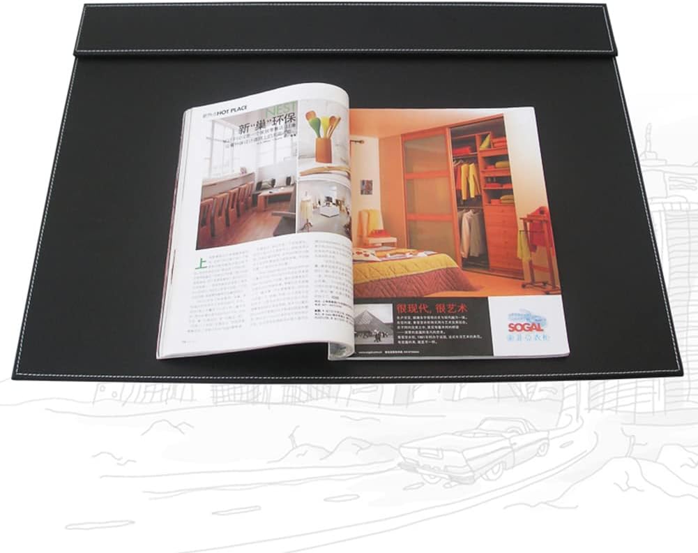 KINGFOM Ultra-Smooth PU Leather Desk Pad & Mat Office Desk Drawing & Writing Board A3/ A4 File Paper Clip Table Protector Mat on Top Large 24''x18'' (Brown)