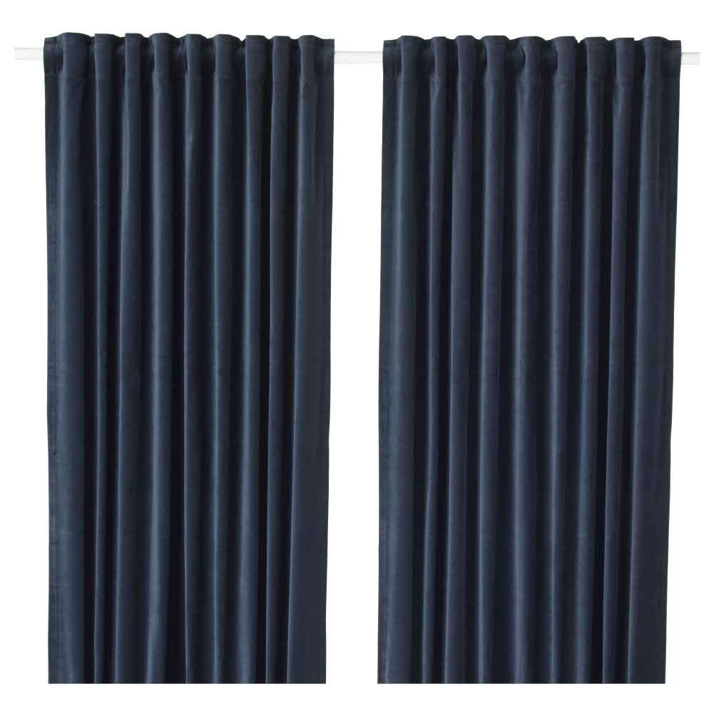Sanela Room Darkening Curtains 1 Pair, Dark Blue, 55.1x98.4 inch