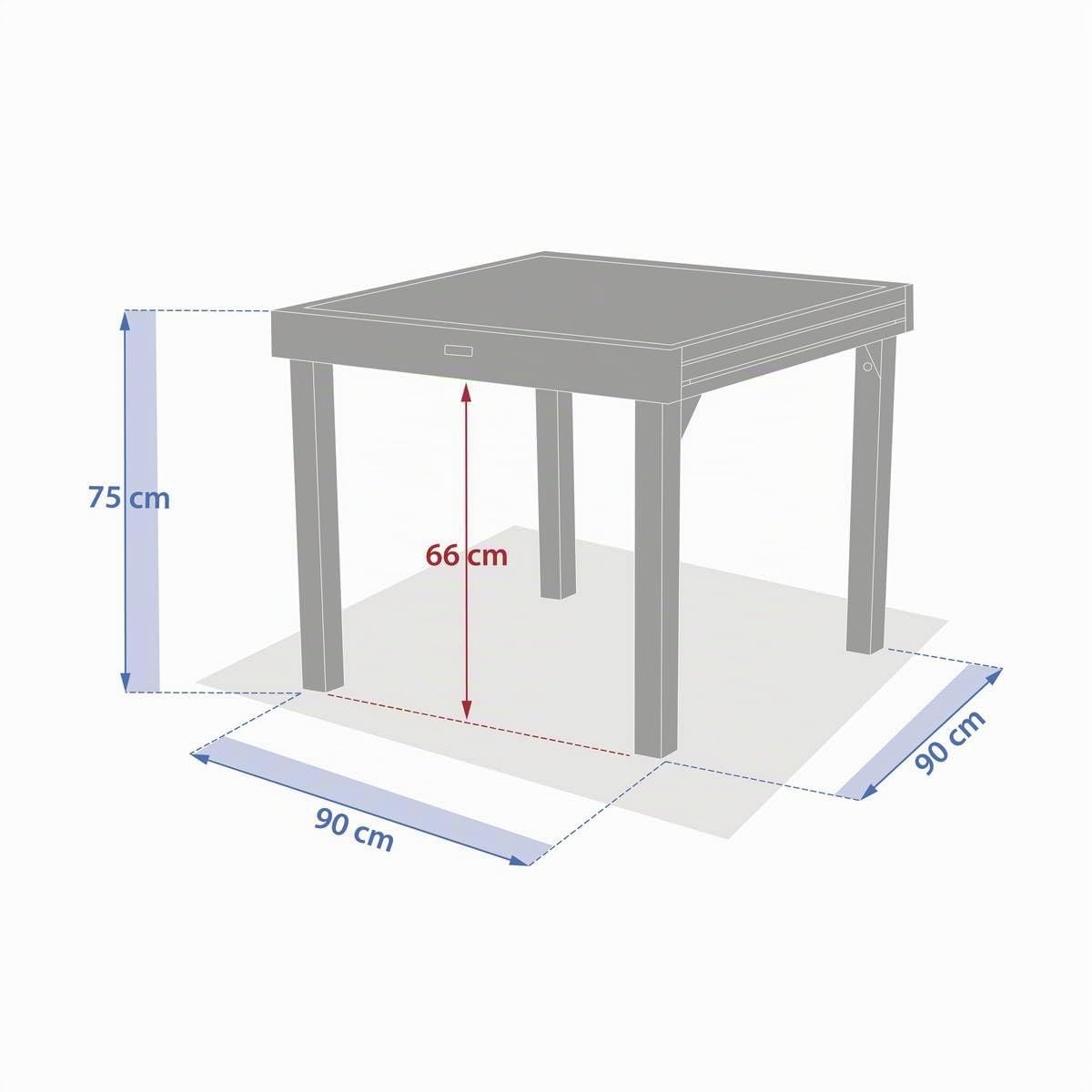 Hespéride - Table de Jardin Extensible Piazza Café - 8 Places - Aluminium Traité Epoxy Antirouille - Plateau Verre Trempé Effet Bois - Meuble d'Extérieur à Rallonge Coulissante