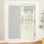 PONY DANCE Silver Grey Linen Door Curtain, Portable French Door Curtains Tie Back No Drilling Full Blackout Patio Door Window Shades for Privacy, W26 x L69 inch, 1 PC