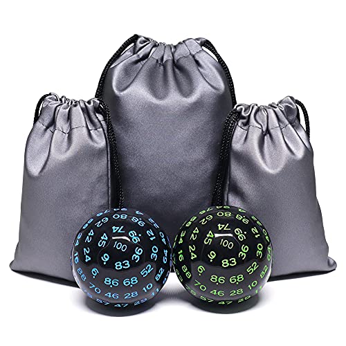 DND D100 Dice 2pcs 100 Sided Polyhedral Dice Black for RPG, Board Games,Math Teaching
