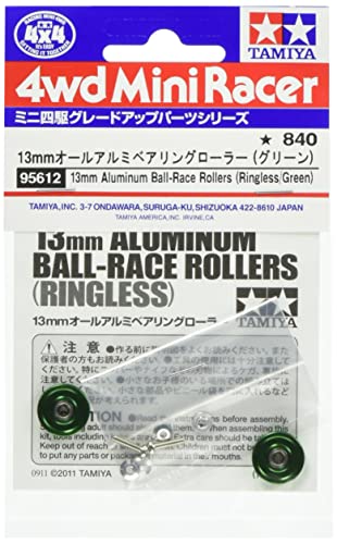 Rouleaux alu 13 mm Tamiya Mini 4WD vert pour circuit de course de voitures miniatures