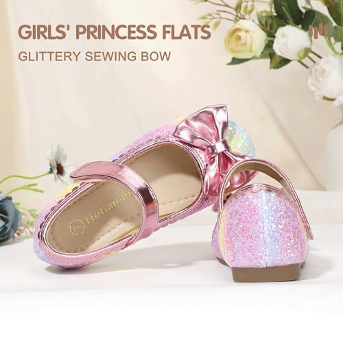 Hehainom Toddler Girls Dress Shoes Little Kids Flower Girl Sparkle Bow Ballet Flats School Wedding Party Shoes2
