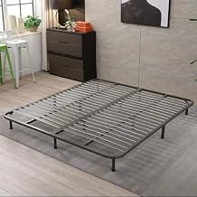 Metal Bed Frame, Heavy Duty Double Bed Frame with Reinforced Slatted Base, 6/8 Adjustable Height, Noise-Free Design for Master Bedroom, Home, Rental6-Speed,180x200cm