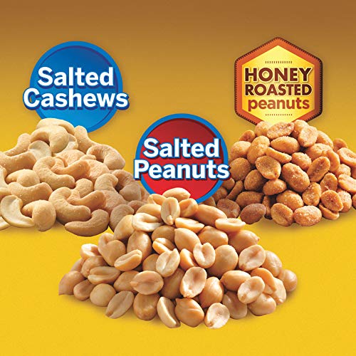 Planters Variety Packs (Salted Cashews, Salted Peanuts & Honey Roasted Peanuts), 24 Packs - Individual Bags Of On-The-Go Nut Snacks - No Cholesterol Or Trans Fats - Source Of Fiber And Healthy Fats #TOP4