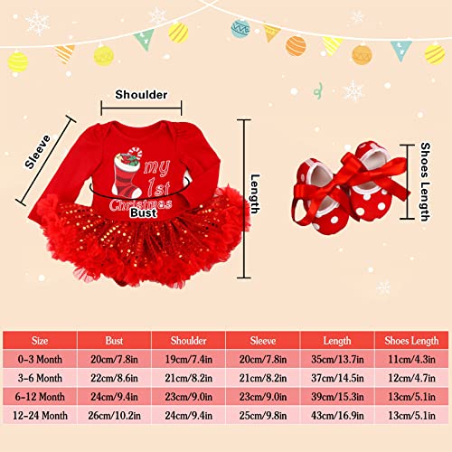 Kunyeah Baby Girls First Christmas Outfit Newborn Romper Tutu Dress Infant Xmas Skirt With Shoes Headband Leg Warmer #TOP2
