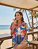 YOGINGO Hawaiian Shirt for Women, Tropical Short Sleeve Beach Vacation Top, Casual Aloha Button Down Blouse #5