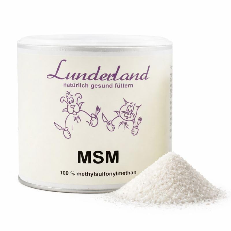 Lunderland MSM Pulver | 400 g | Einzelfuttermittel für Hunde & Katzen | 100% Methylsulphonylmethan