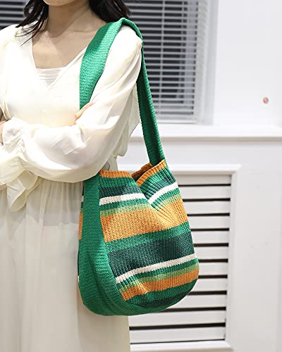 Image of ENBEI Women's Crochet Tote Bag Knit Shoulder bag,Aesthetic Bag,Cute Eco-Friendly Tote for Travel,Daily Use,Gift Box Packaging
