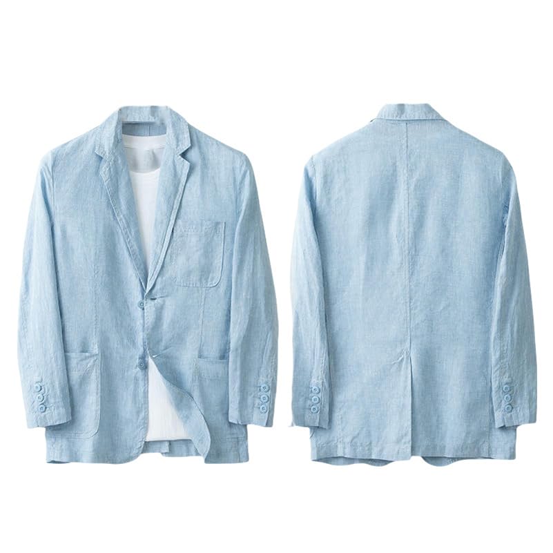 Men's British Style Linen Casual Loose Fit Single Blazer Jacket Outerwear