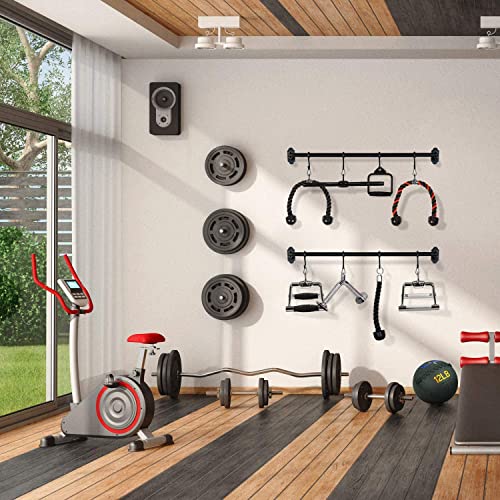 Image of Yes4All Black Revolving Straight Bar with Diamond Knurl Handle, 880 LB Capacity Tricep Press Down Bar & LAT Cable Attachment for Row Machine & Cable Machine, Home Gym Straight Tricep Bar