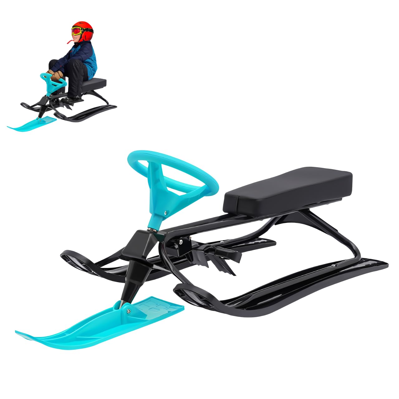 Trineo de carreras para niños a partir de 3 años, robusto y resistente a las heladas, ligero y manejable, capacidad de carga 100 kg, 114 × 50 × 38 cm