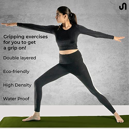 Image of Bodyband Yoga Mat for Women and Men 4mm with Carry Strap EVA Material Extra Thick Exercise Mat for Workout Yoga Fitness Pilates and Meditation, Anti Tear Anti Slip For Home & Gym Use - Army Green