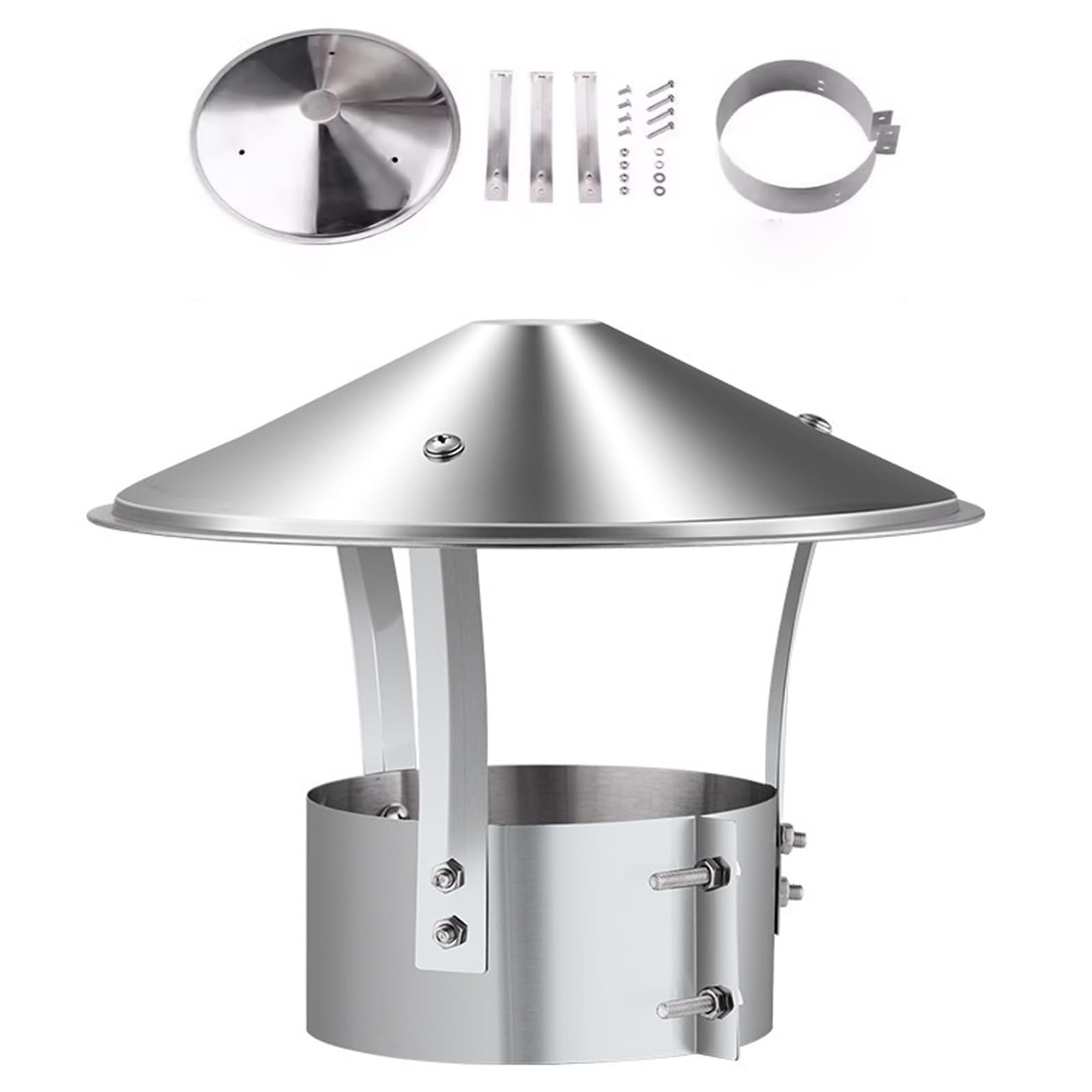 Sombrerete Chimenea 90/110/125/150/160/190MM - Sombreros para Chimeneas - Caperuza Salida de Humos - Cubierta de Tubo de Techo para Tubos de Estufa(200mm)