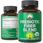 USDA Organic 3-in-1 Prebiotic Fiber - Vegan Capsules for Gut, Digestive Health. Raw Whole Food Plant Based Prebiotics Pills Supplement with Inulin (Jerusalem Artichoke), Acacia Fibers, SunFiber