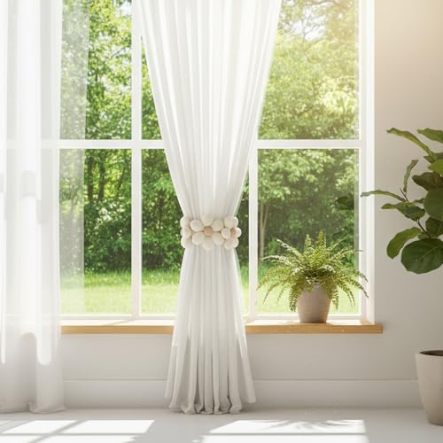 2 Stück Gardinenhalter Blume Vorhang Halter Gardinenband Blume Raffhalter für Vorhänge Süße Boho Dekorative Vorhanghalter Elastisch Halter Handgefertigte für Kinderzimmer Wohnzimmer Schlafzimmer